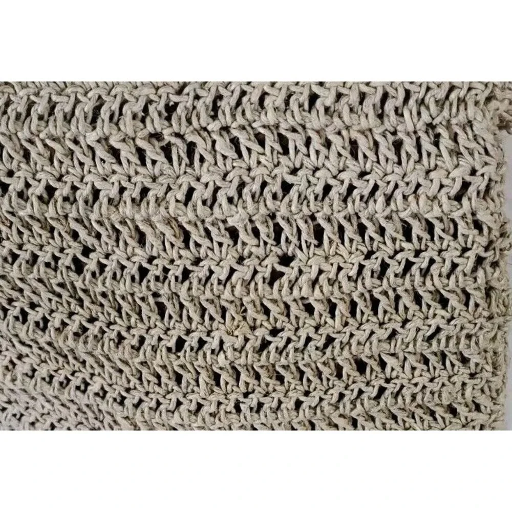 Vintage Rare Crochet Clutch Button‎ Tan Purse 7.5x 10.5